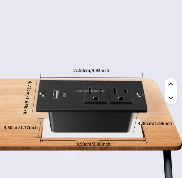 Recessed Power Strip USB-A Flush Mount Desk