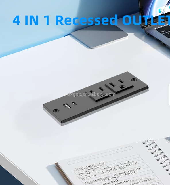 Recessed Power Strip USB-A Flush Mount Desk