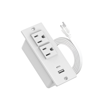 Recessed Power Strip with USB C Port USB a Port Desk