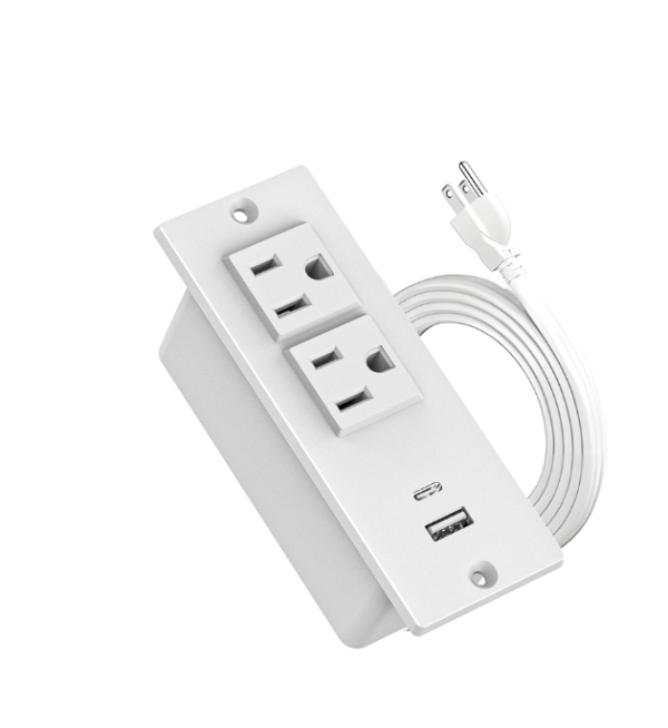 Recessed Power Strip with USB C Port USB a Port Desk