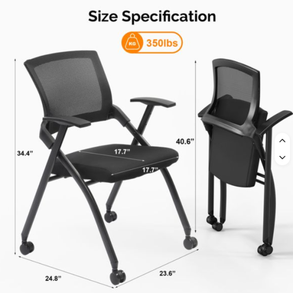 Conference Chair Mesh Office Furniture Foldable Black 2 Pack