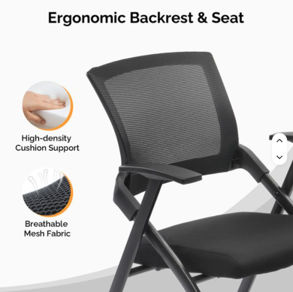 Conference Chair Mesh Office Furniture Foldable Black 2 Pack