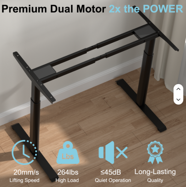 Dual Motor Standing Desk Frame with Oval Legs