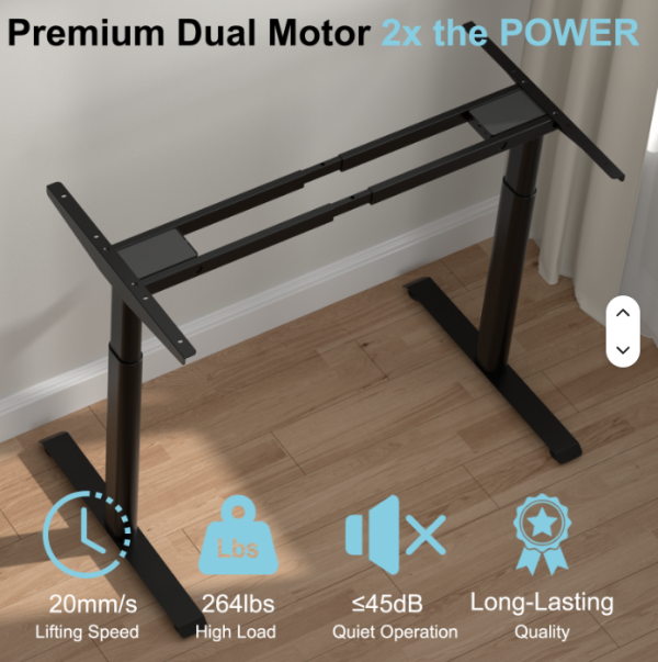 Dual Motor Standing Desk Frame with Oval Legs