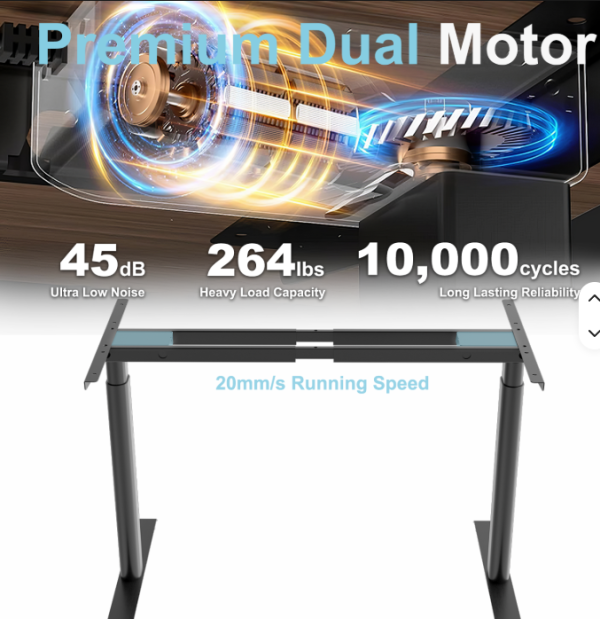 Dual Motor Standing Desk Frame with Oval Legs