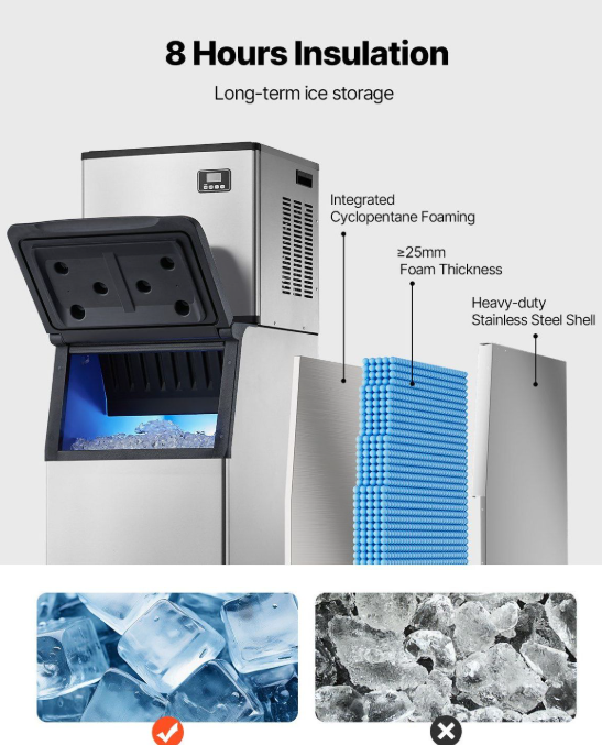Commercial Ice Maker 360Lbs 24H Touchscreen