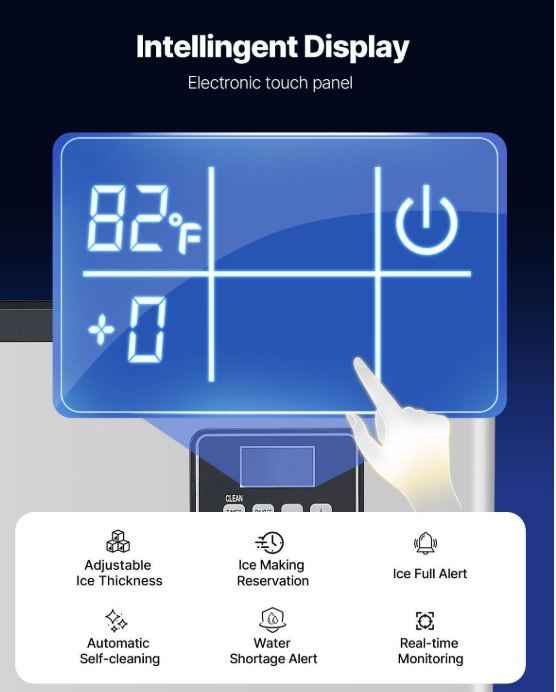 Commercial Ice Maker 360Lbs 24H Touchscreen