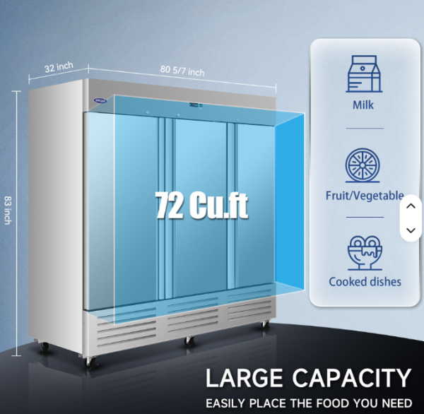 Orikoool Commercial Refrigerator 81 In 72 Cu