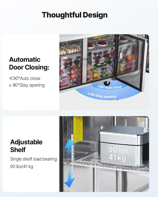72 Three-Door Commercial Kitchen Refrigerator