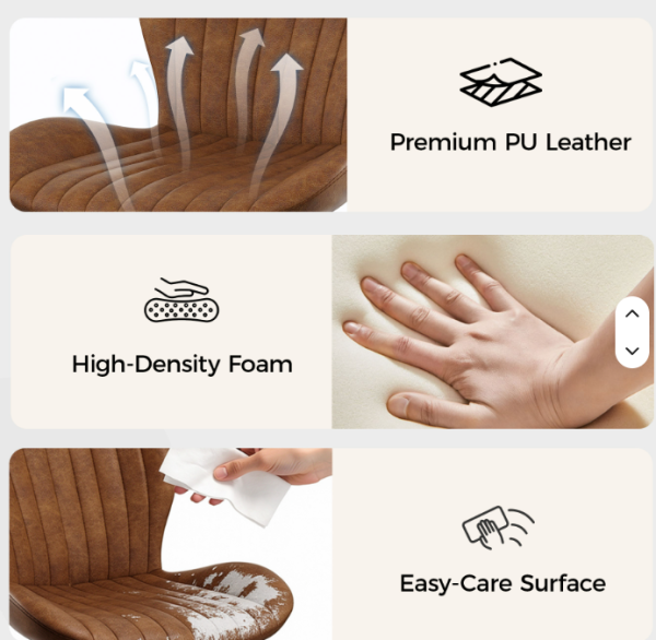 PU Leather Modern Ergonomic Comfortable Armless Office Chair