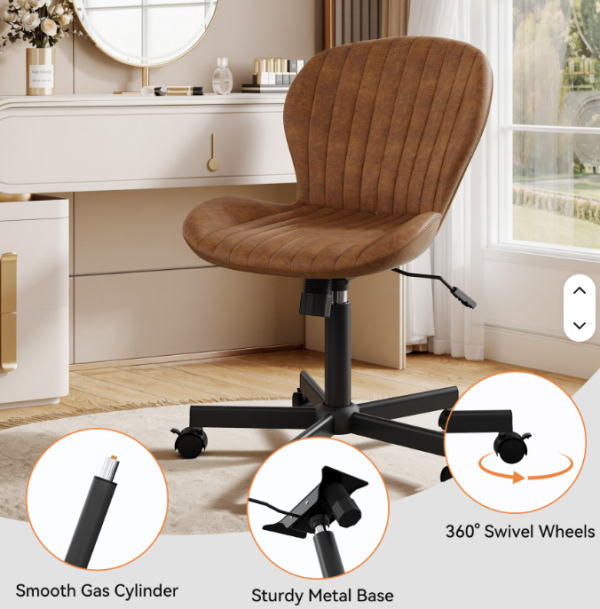 PU Leather Modern Ergonomic Comfortable Armless Office Chair