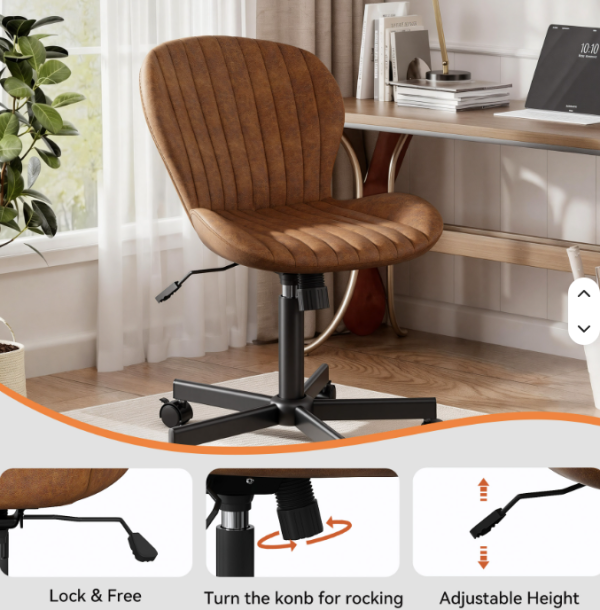 PU Leather Modern Ergonomic Comfortable Armless Office Chair