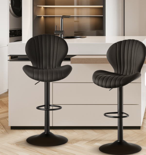 Modern Adjustable Swivel Fabric Bar Stools