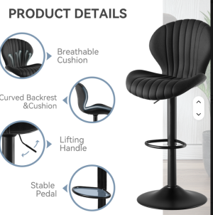 Modern Adjustable Swivel Fabric Bar Stools