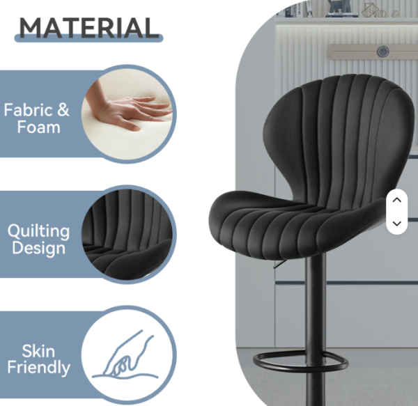 Modern Adjustable Swivel Fabric Bar Stools