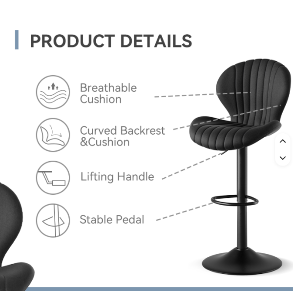 Modern Adjustable Swivel Fabric Bar Stools