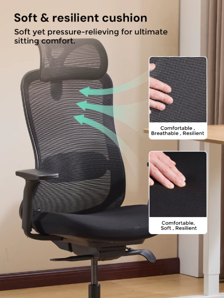 USA Warehouse Free Shipping Ergonomic Comfortable Black Mesh Executive Swivel Reclining Office Chair with Headrest