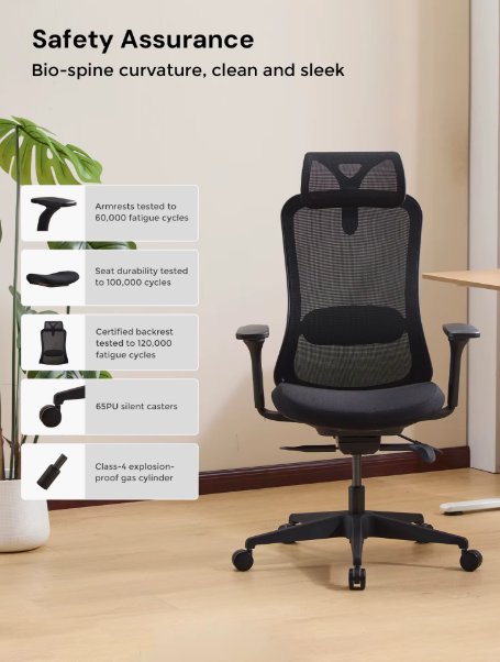 USA Warehouse Free Shipping Ergonomic Comfortable Black Mesh Executive Swivel Reclining Office Chair with Headrest