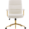 Modern Height Adjustable Desk Chair White and Gold Textured Boucle Fabric Padded Arms Office Chair