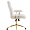 Modern Height Adjustable Desk Chair White and Gold Textured Boucle Fabric Padded Arms Office Chair
