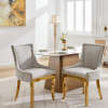 Chenille Dining Chairs Modern Style Curved Gold Plated Legs Rivet Trim Upholstered Dining Seating Hotel Set of 2