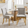 Chenille Dining Chairs Modern Style Curved Gold Plated Legs Rivet Trim Upholstered Dining Seating Hotel Set of 2