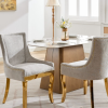Chenille Dining Chairs Modern Style Curved Gold Plated Legs Rivet Trim Upholstered Dining Seating Hotel Set of 2