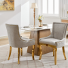 Chenille Dining Chairs Modern Style Curved Gold Plated Legs Rivet Trim Upholstered Dining Seating Hotel Set of 2