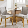 Chenille Dining Chairs Modern Style Curved Gold Plated Legs Rivet Trim Upholstered Dining Seating Hotel Set of 2