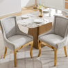 Chenille Dining Chairs Modern Style Curved Gold Plated Legs Rivet Trim Upholstered Dining Seating Hotel Set of 2